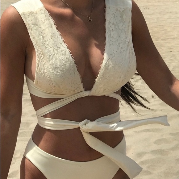 Zara Other - Lace Floral Detail Wrap Style Bikini